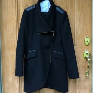 French connection wool pea coat with gold hardware